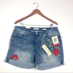 Denim Floral Jean Roll up Vintage America Shorts
